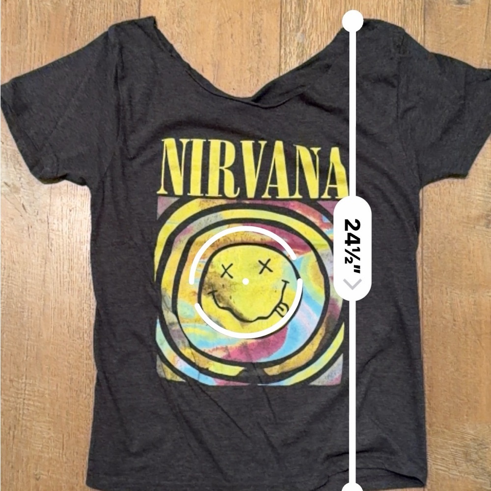 NIRVANA Multicolor Tie-Dye Smiley Band Tee - Yellow, Pink, Blue - Picture 3 of 4